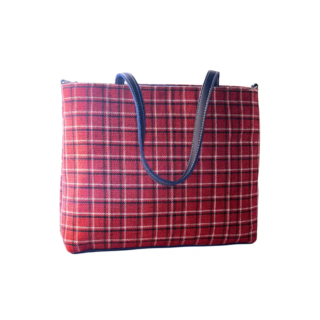 Cross Check Blue Tote Bag