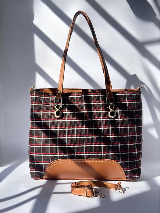 Cross Check Brown Tote Bag