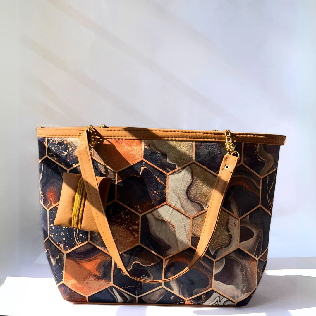 Canvas Printed Brown Tote Bag