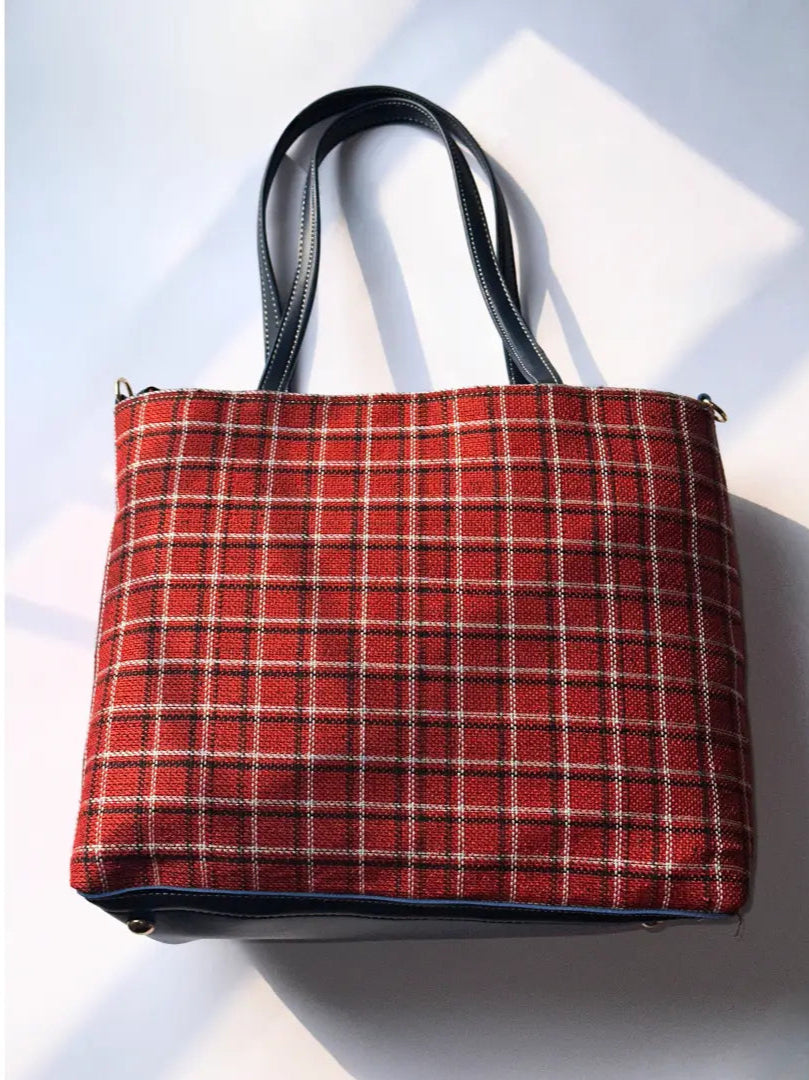 Cross Check Blue Tote Bag